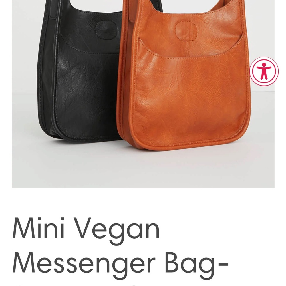 Mini Vegan Leather Messenger Bag-Black